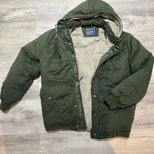 faherty Fjord vintage down jacket olive large